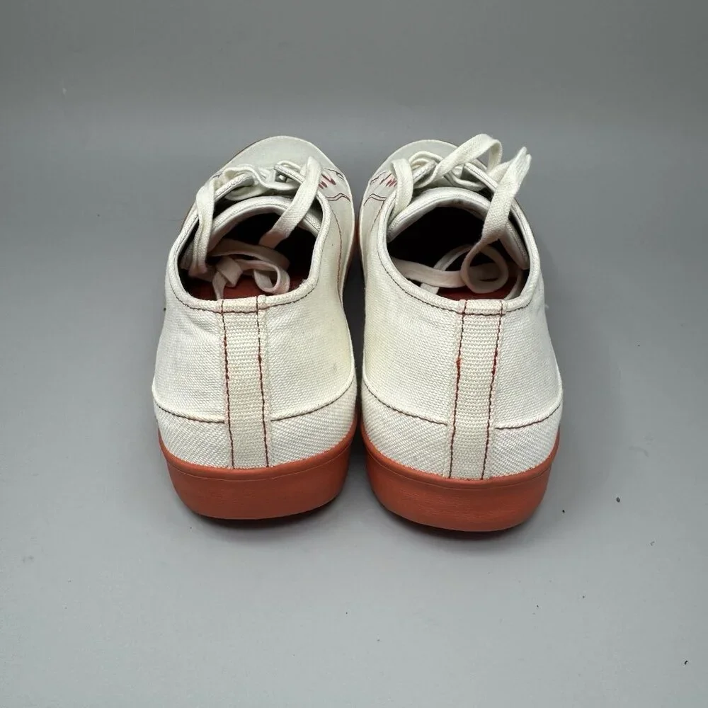 FitFlop Women’s Shoes Super T White Orange Canvas Casual Trainers  Size 10
